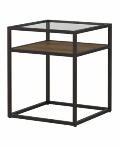 Bush Furniture Anthropology Glass Top End Table In Brown