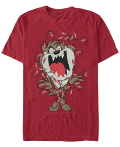 Fifth Sun Men's Looney Tunes Light Up Taz Short Sleeve T-shirt In Cardinal