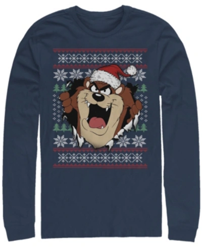 Fifth Sun Men's Looney Tunes Taz Ugly Long Sleeve T-shirt In Navy