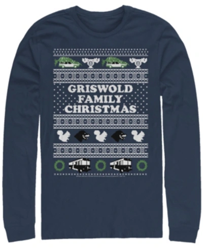 Fifth Sun Men's National Lampoon Christmas Vacation Griswold Long Sleeve T-shirt In Navy