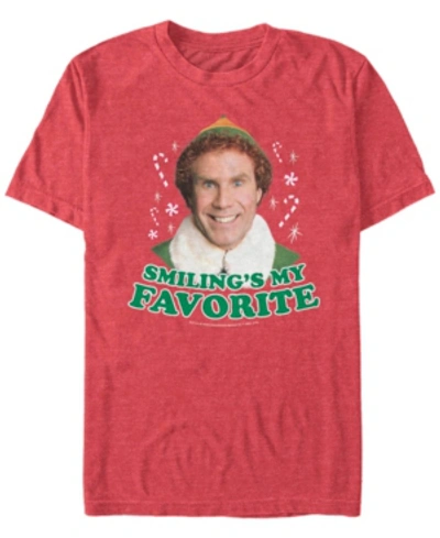 Fifth Sun Men's Elf Buddy Smiles Short Sleeve T-shirt In Red Heather