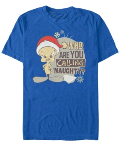 Fifth Sun Men's Looney Tunes Christmas Tweety Short Sleeve T-shirt In Royal