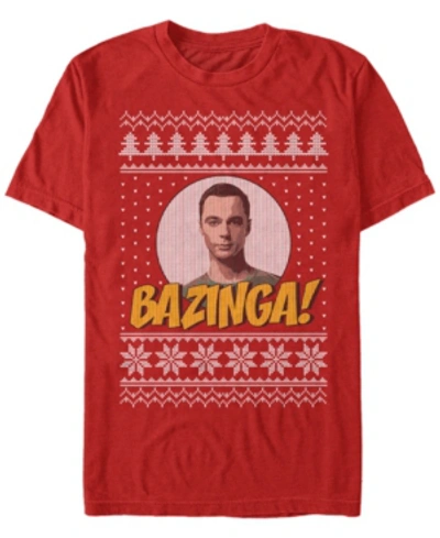 Fifth Sun Men's Big Bang Theory Bazinga Short Sleeve T-shirt In Red