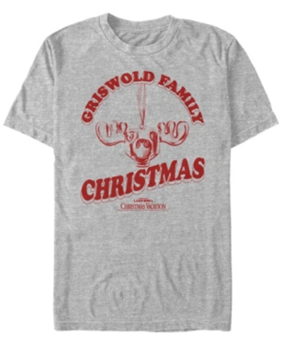 Fifth Sun Men's National Lampoon Vacation Griswold Christmas Short Sleeve T-shirt In Athletic Heather
