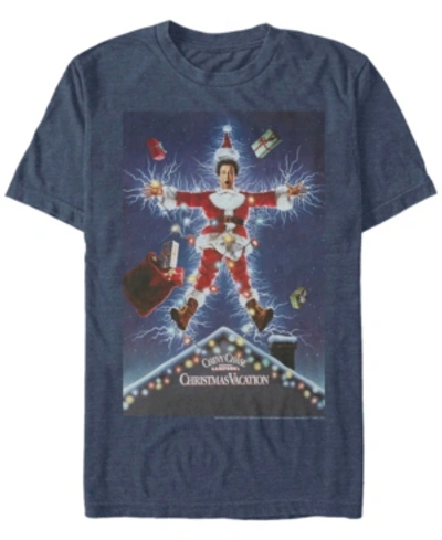 Fifth Sun Men's National Lampoon Christmas Vacation Lampoon Poster Short Sleeve T-shirt In Navy Heath