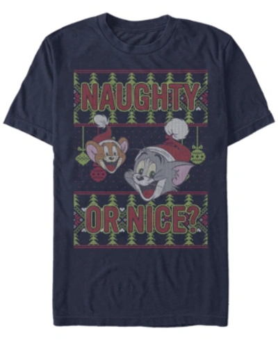 Fifth Sun Men's Tom Jerry Naughty Or Nice Short Sleeve T-shirt In Navy