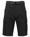 Galaxy By Harvic Men's Flat Front Belted Cotton Cargo Shorts In Black