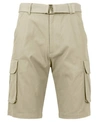 GALAXY BY HARVIC MEN'S FLAT FRONT BELTED COTTON CARGO SHORTS