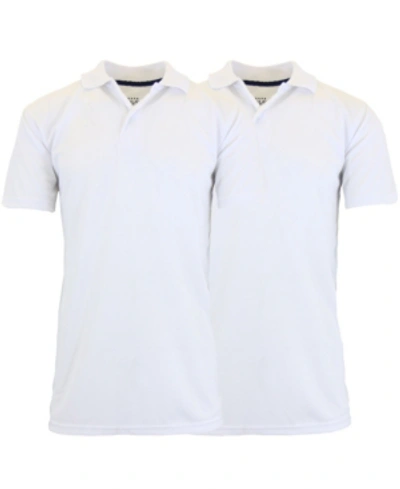 Galaxy By Harvic Men's Tag Less Dry-fit Moisture-wicking Polo Shirt, Pack Of 2 In White