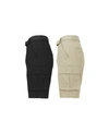 Galaxy By Harvic Men's Flat Front Belted Cotton Cargo Shorts, Pack Of 2 In Black-khaki