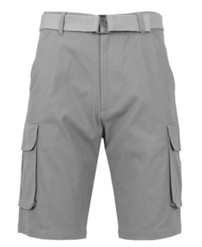 Galaxy By Harvic Men's Flat Front Belted Cotton Cargo Shorts In Gray