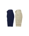Galaxy By Harvic Men's Flat Front Belted Cotton Cargo Shorts, Pack Of 2 In Navy-khaki