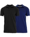 Galaxy By Harvic Men's Tag Less Dry-fit Moisture-wicking Polo Shirt, Pack Of 2 In Black And Navy