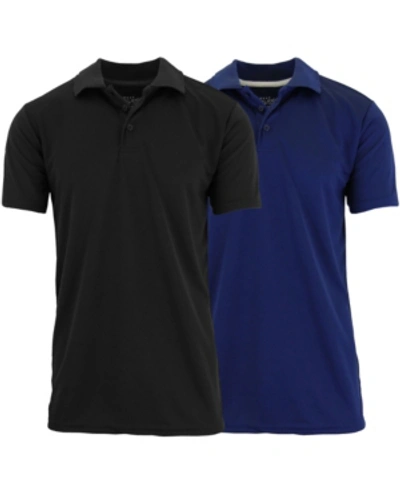 Galaxy By Harvic Men's Tag Less Dry-fit Moisture-wicking Polo Shirt, Pack Of 2 In Black And Navy