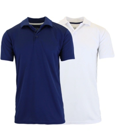 Galaxy By Harvic Men's Tag Less Dry-fit Moisture-wicking Polo Shirt, Pack Of 2 In Navy And White