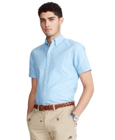Polo Ralph Lauren Classic Fit Short Sleeve Oxford Shirt In Blue