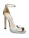 Jimmy Choo Women's Misty Metallic Leather Ankle-strap Sandals In Silver