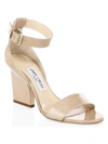 Jimmy Choo Women's Edina Patent Leather Ankle-strap Sandals In Nude