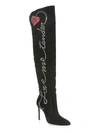 AQUAZZURA WOMEN'S CUPID OVER-THE-KNEE VELVET BOOTS,0400098994943