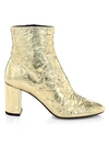 Saint Laurent Women's Lou Crinkle Metallic Ankle Boots In Gold