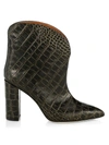 Paris Texas Women's Croc-embossed Leather Ankle Boots In Black Gold