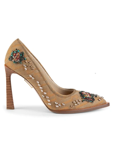 Fendi Women's Embellished Knit Pumps In Brown