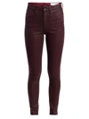 Rag & Bone Women's Nina High-rise Coated Ankle Skinny Jeans In Coated Wine