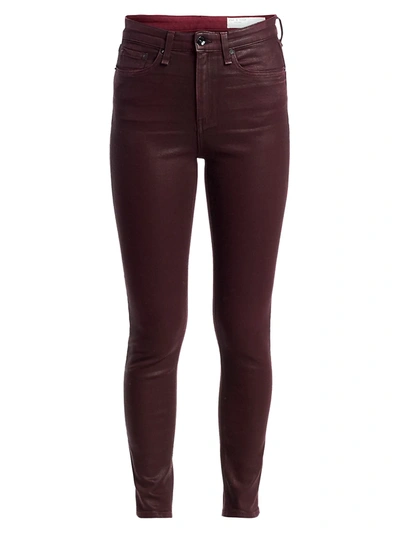 Rag & Bone Women's Nina High-rise Coated Ankle Skinny Jeans In Coated Wine