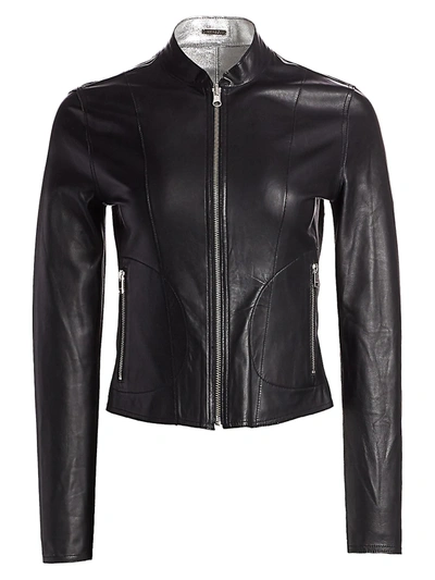 Lamarque Chapin Reversible Leather Bomber In Blacksilver