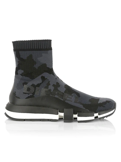 Diesel Men's Padola Logo Sock Sneakers In Military