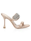 Manolo Blahnik Women's Embellished Satin Mule Sandals In Nude