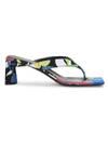 Balenciaga Double Square Print Thong Sandals In Neutral