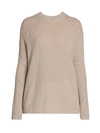 Agnona Women's Cashmere Pearl Ribbed Knit Sweater In Alabaster