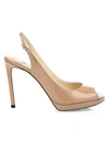 Jimmy Choo Women's Nova Peep-toe Patent Leather Slingback Platform Pumps In Ballet Pink