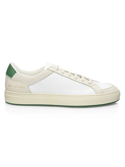 Common Projects Men's Retro 70s Low-top Leather Sneakers In White Green