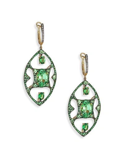 Ivy Diamond & Green Tsavorite Drop Earrings