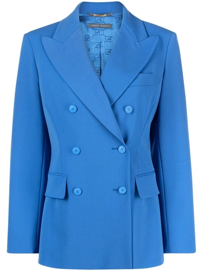 Alberta Ferretti Peak-lapels Double-breasted Blazer In Bluette