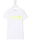 Moncler Jersey T-shirt With Fluo Logo Print In White
