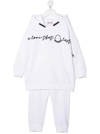 Moncler Kids' Slogan Print Tracksuit In White