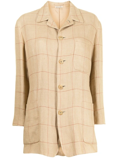 Pre-owned Hermes  Checked Shirt Jacket In Brown