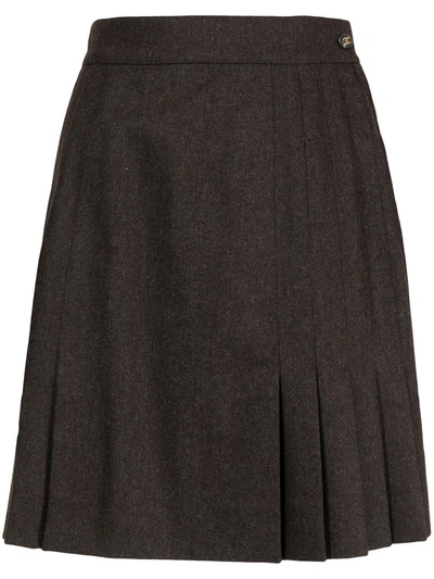 Pre-owned Chanel Pleated Mini Skirt In Brown