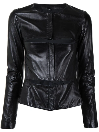 Pre-owned Helmut Lang Cut-out Leather Jacket In Black
