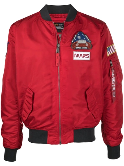 Alpha Industries Lw Mission To Mars Patched Bomber Jacket In Red