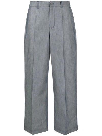 Agnona High-waisted Crop Trousers In Blue