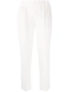 Brunello Cucinelli Elasticated Tapered Trousers In White