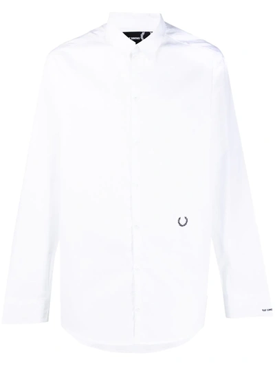 Raf Simons Embroidered-logo Long-sleeve Shirt In White