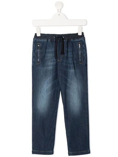 Dolce & Gabbana Kids' Drawstring-waist Jeans In Blue
