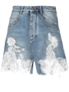 ERMANNO SCERVINO LACE APPLOQUE DENIM SHORTS