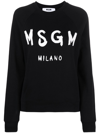 Msgm Logo Print Raglan Sweatshirt In Black