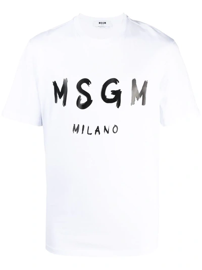 Msgm Logo印花t恤 In White